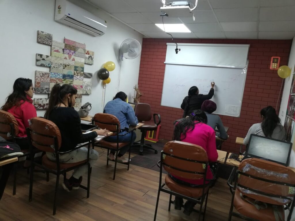 Teacher teaching at Sukriti Professional Academy